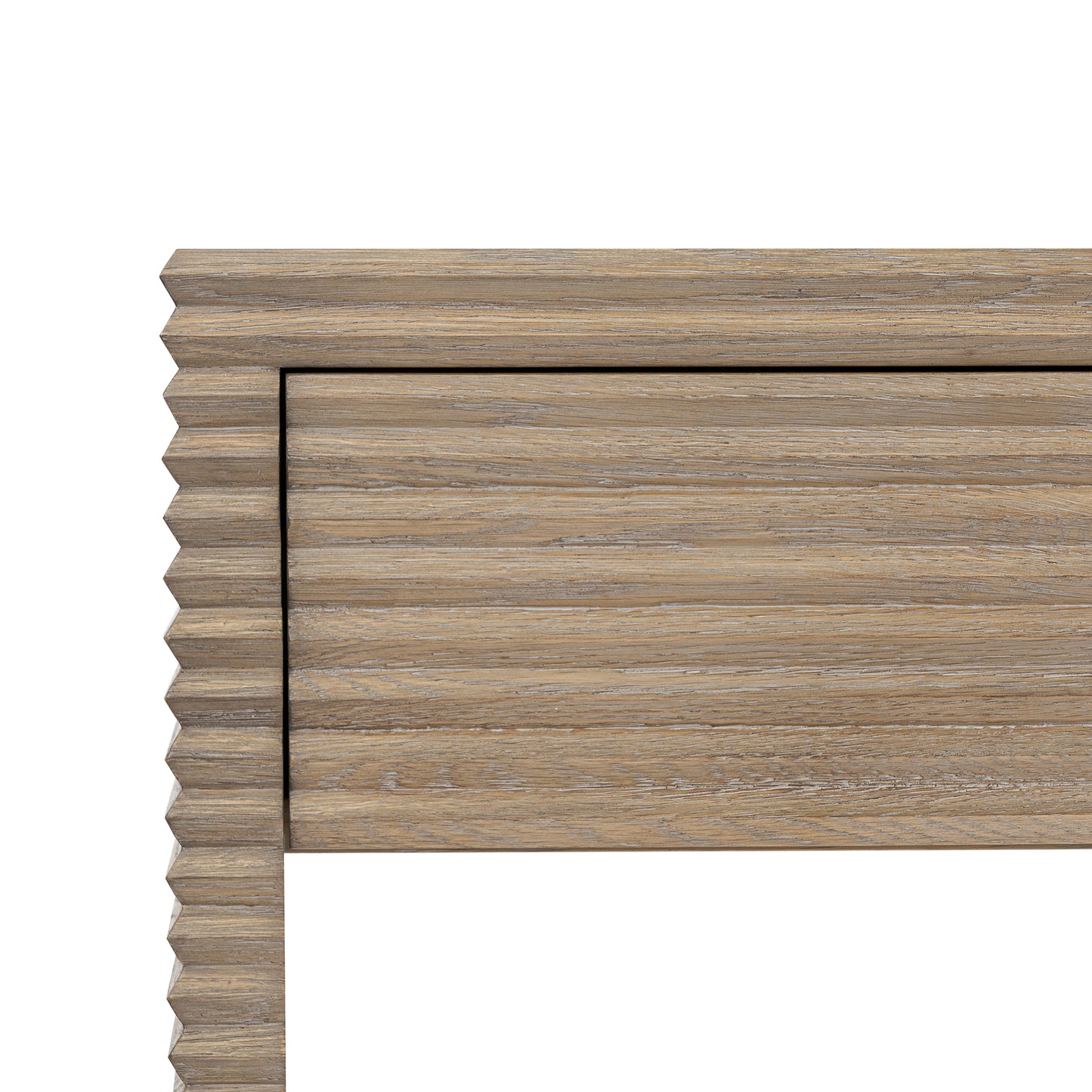 Mandarina Weathered Oak Ribbed Three Drawer Desk