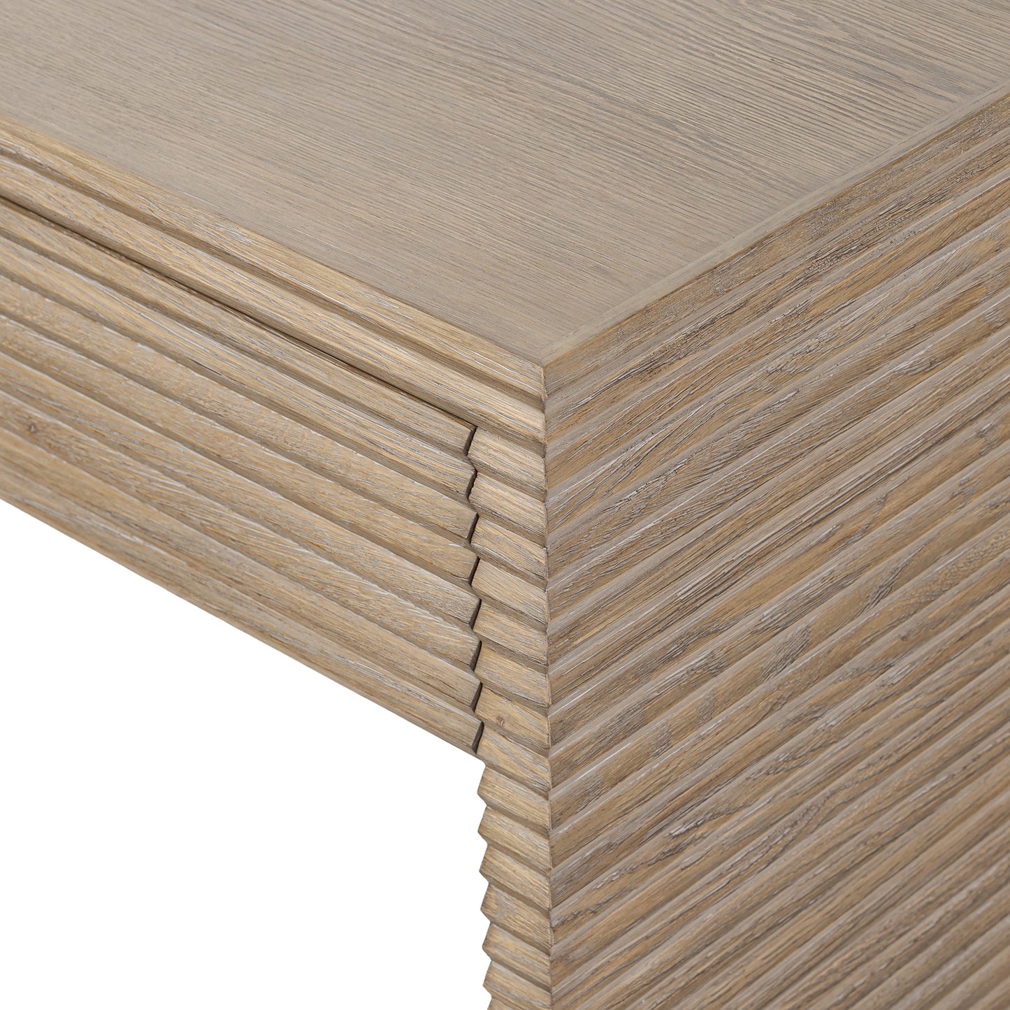 Mandarina Weathered Oak Ribbed Three Drawer Desk