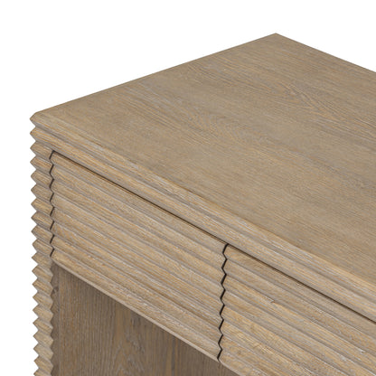 Mandarina Weathered Oak Ribbed Three Drawer Desk