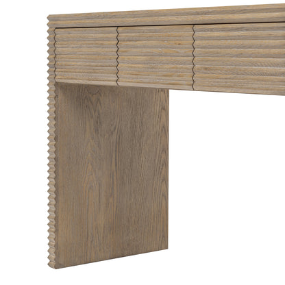 Mandarina Weathered Oak Ribbed Three Drawer Desk