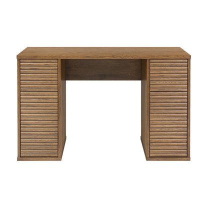 Mandarina Retro Natural Walnut Ribbed Desk with Storage