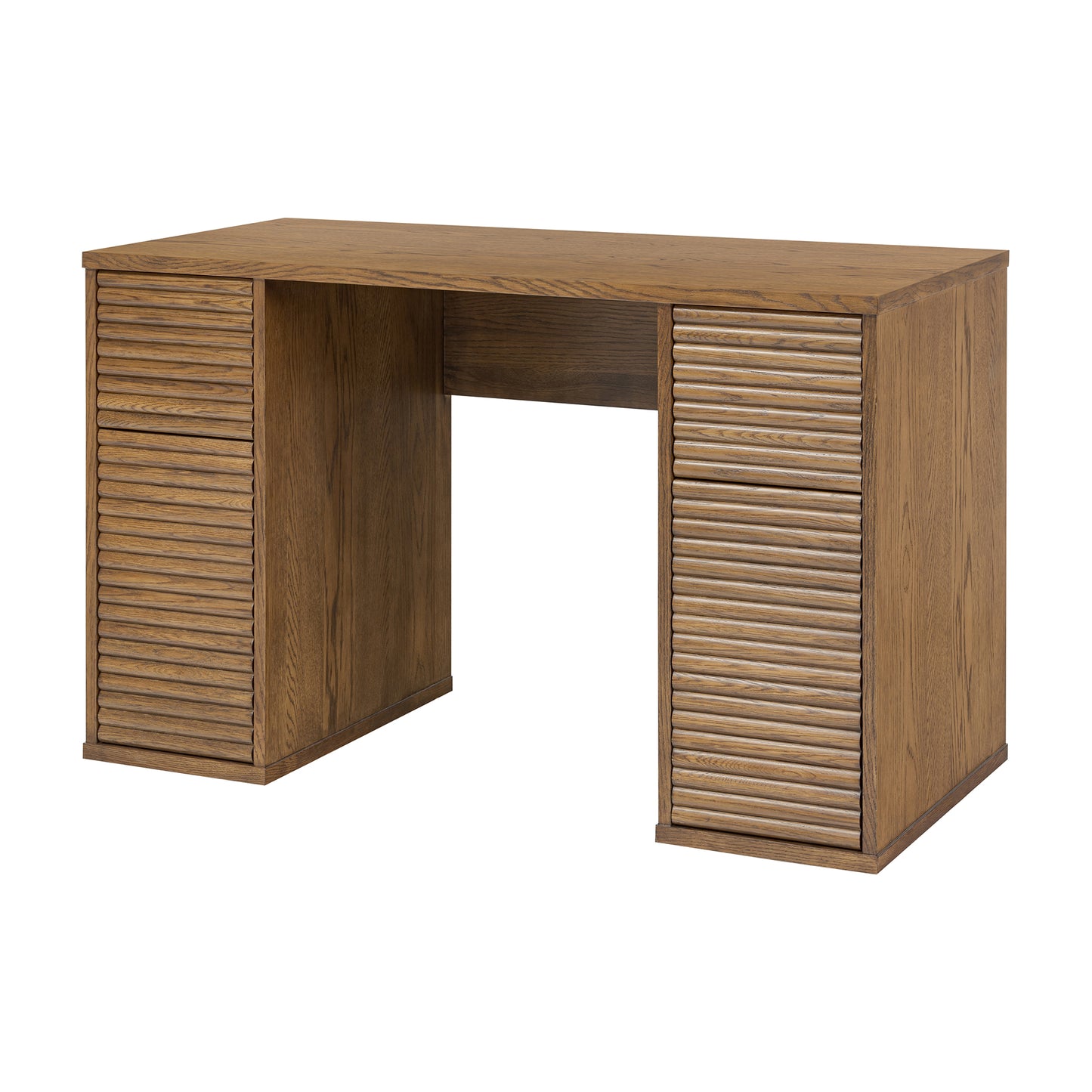 Mandarina Retro Natural Walnut Ribbed Desk with Storage