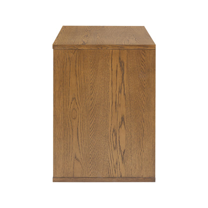 Mandarina Retro Natural Walnut Ribbed Desk with Storage