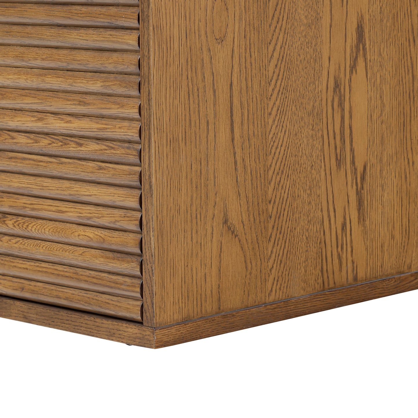 Mandarina Retro Natural Walnut Ribbed Desk with Storage