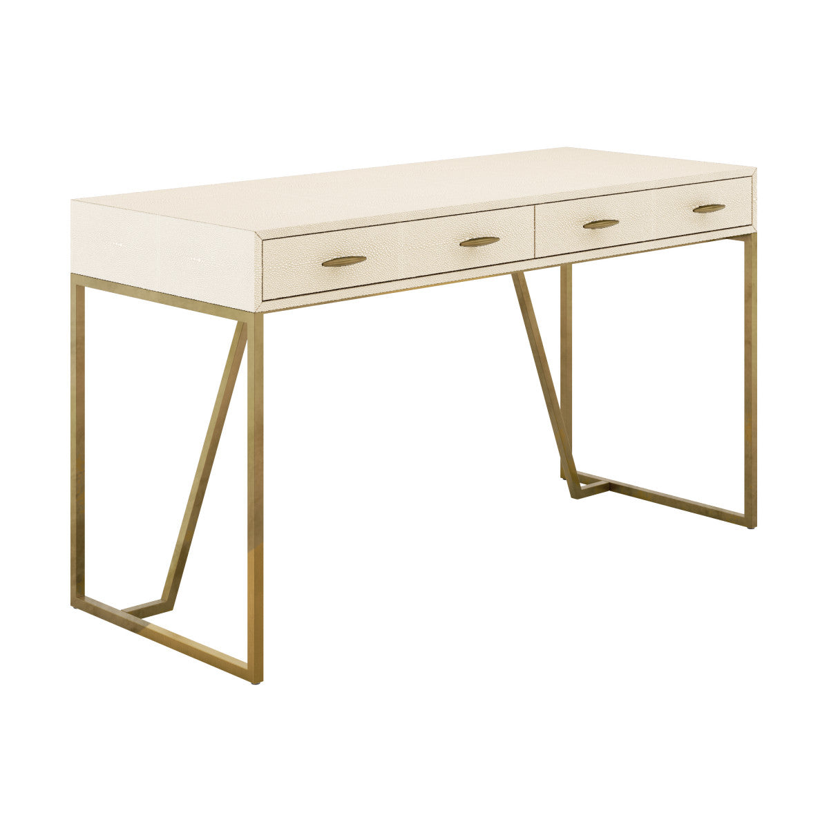 Marau Ivory Shagreen and Brass 2 Drawer Desk