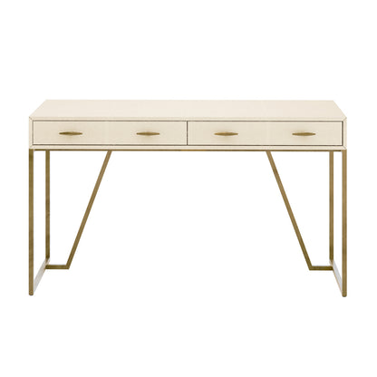 Marau Ivory Shagreen and Brass 2 Drawer Desk