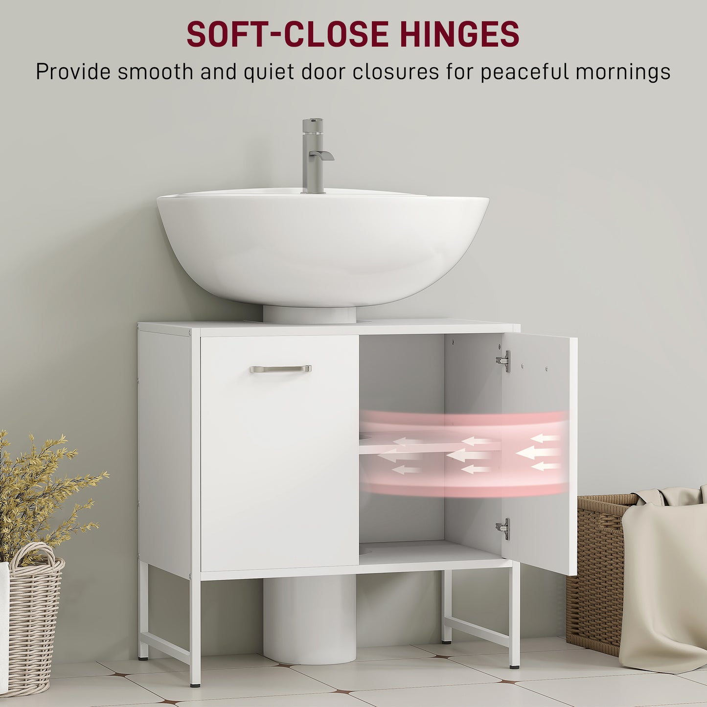 Lilo Fifi Under Sink Bathroom Vanity Cabinet With Soft Close Doors For Pedestal Basin White