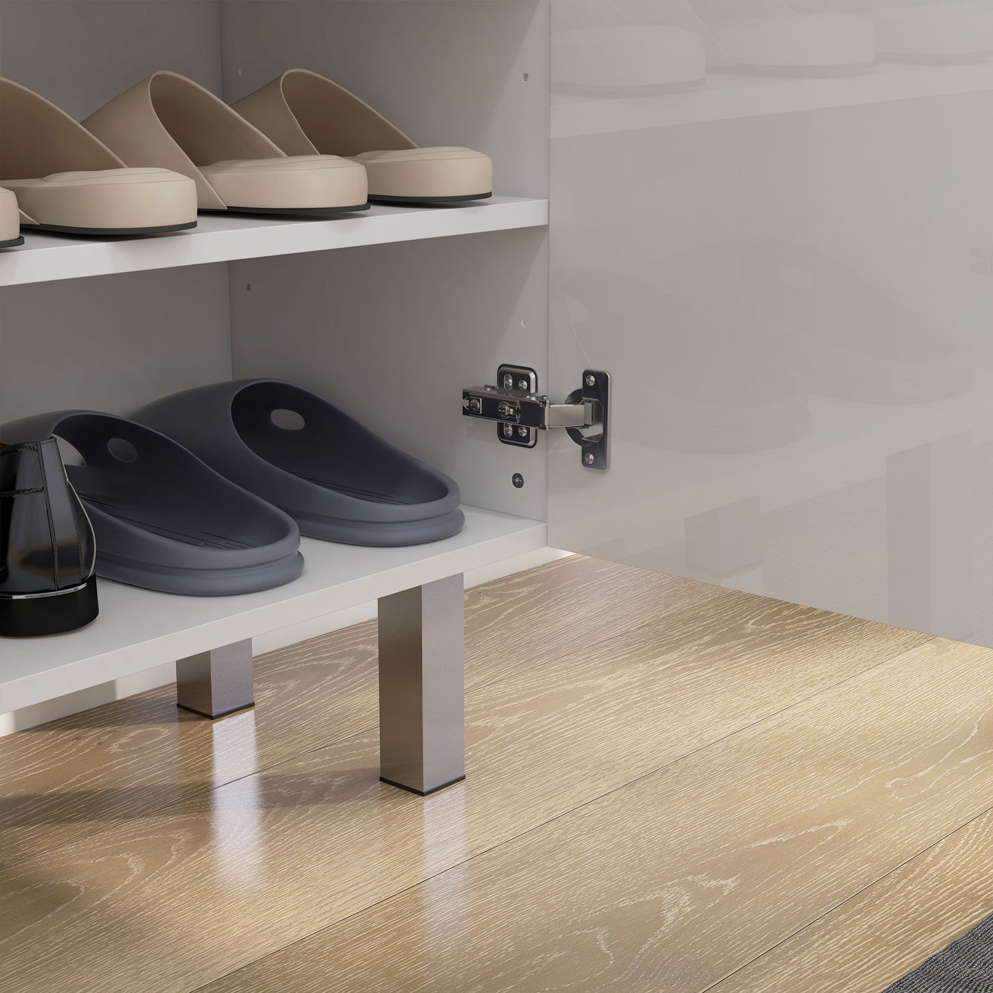 Conoyo Wooden White 5 Shelf Shoe Storage Cupboard
