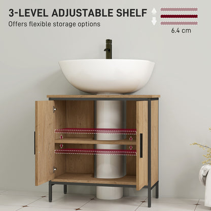 Mosu Under Sink Bathroom Vanity Cabinet With Double Doors And Adjustable Shelving Oak Finish
