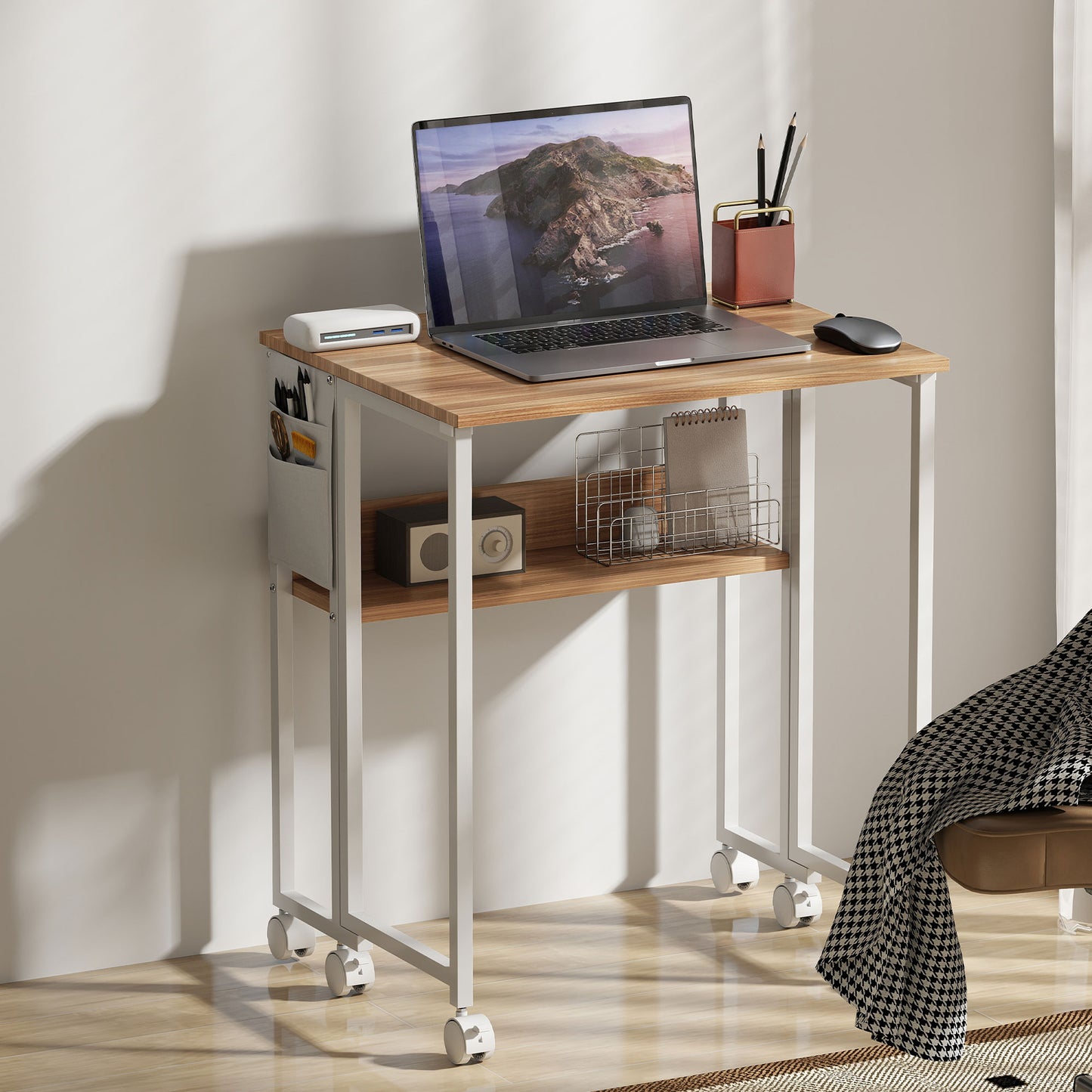 Noni 63cm Wooden Natural Drop Leaf Writing Desk