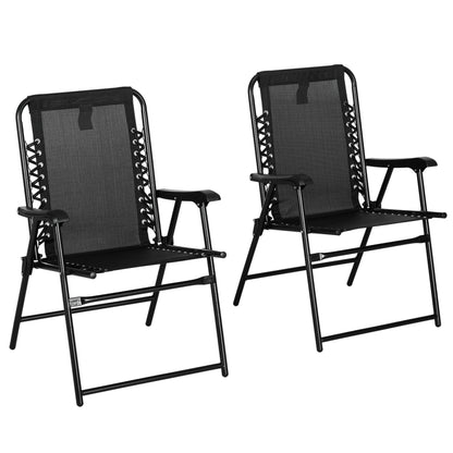 Palo Set Of 2 Metal Black Folding Outdoor Lounger Chairs With Armrests
