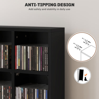 Dicoyo Wood Black CD Storage Cabinet With Adjustable Shelves 89 x 130.5 cm