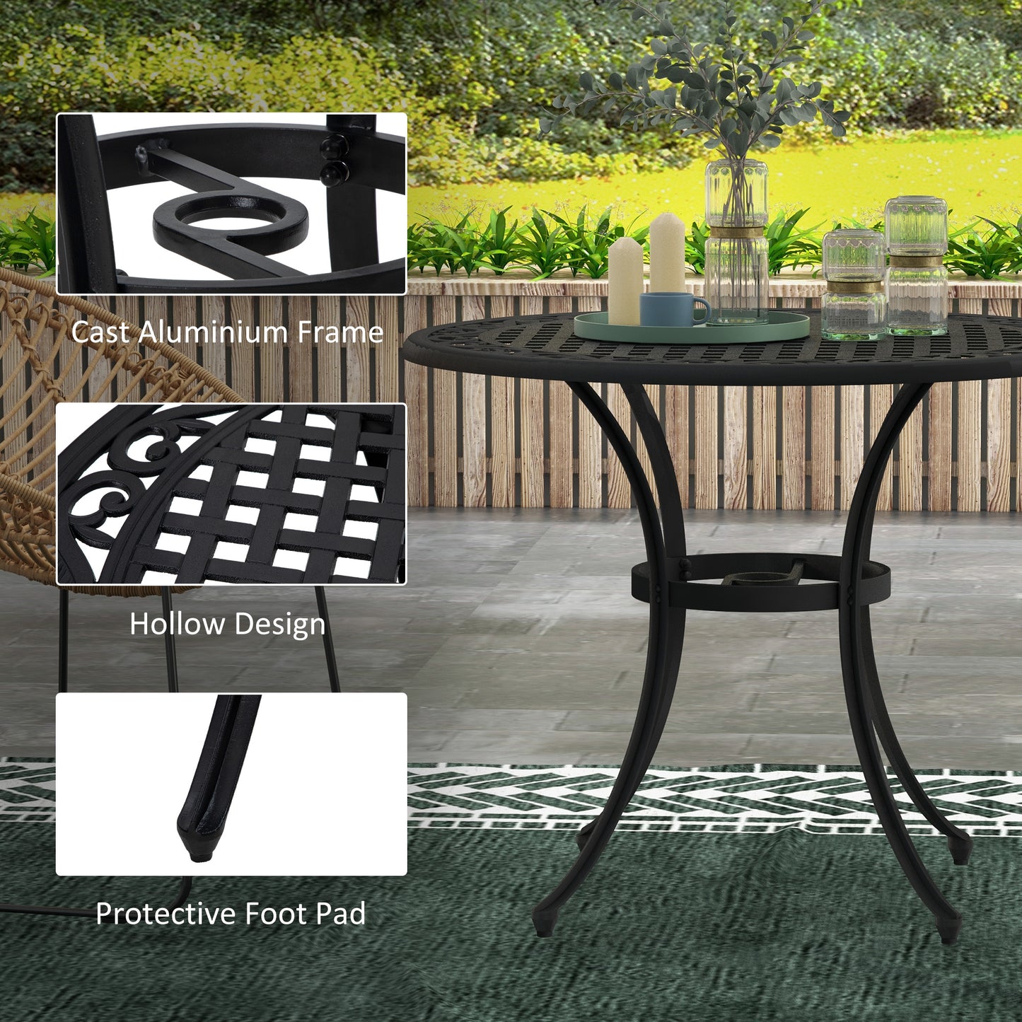 Tanodo 4 Seater Aluminium Round Garden Table With Parasol Hole