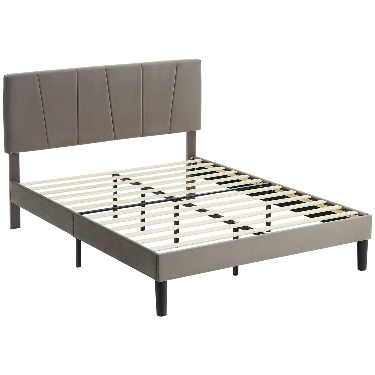 Nare 4FT6 Double Bed Frame With Soft Touch Upholstered Headboard Grey