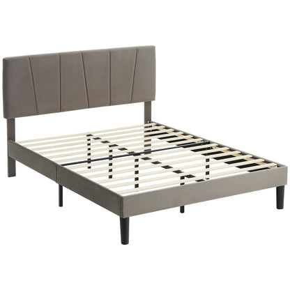 Nare 4FT6 Double Bed Frame With Soft Touch Upholstered Headboard Grey