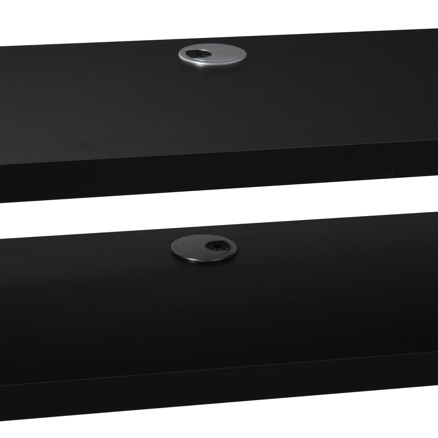 Mika Mael 152cm Wooden Black Wall Mounted Floating TV Unit With Open Shelving And Cable Ports