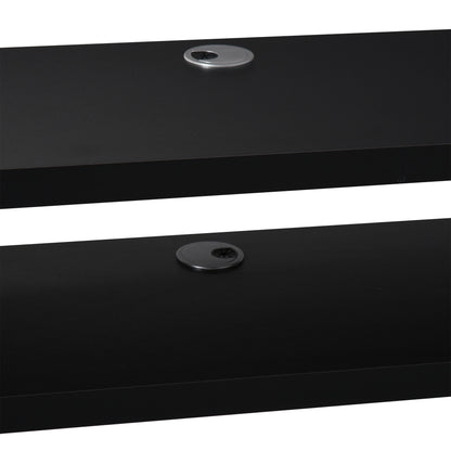 Mika Mael 152cm Wooden Black Wall Mounted Floating TV Unit With Open Shelving And Cable Ports