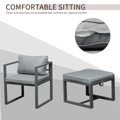 Moyoha Aluminium Grey 9 Piece Space Saving Garden Cube Dining Set With Cushions