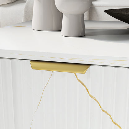 Lima Wooden White Marble Effect and Gold Coffee Table With 2 Storage Drawers