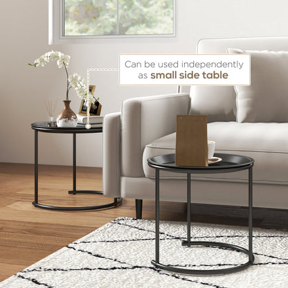 Fise Set Of 2 With Removable Tray Tops Metal Black Coffee Tables