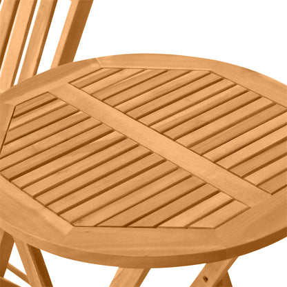 Lidoel 3 Piece Teak Folding Wooden Bistro Set With Table And Chairs