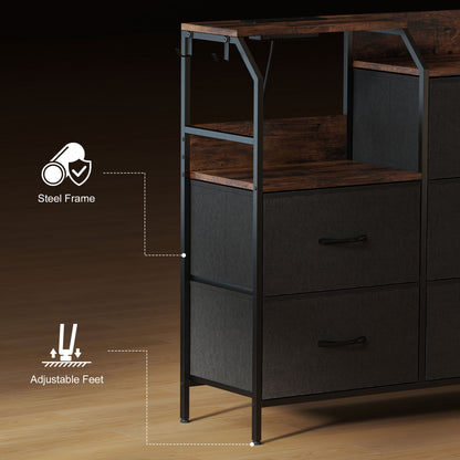 Comke Metal And Wood Brown And Black 8 Drawer Storage Chest With Integrated Charging Station