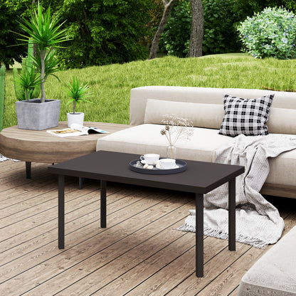 Satami Metal And Wooden Brown Outdoor Rectangular Coffee Table With Woodgrain Top