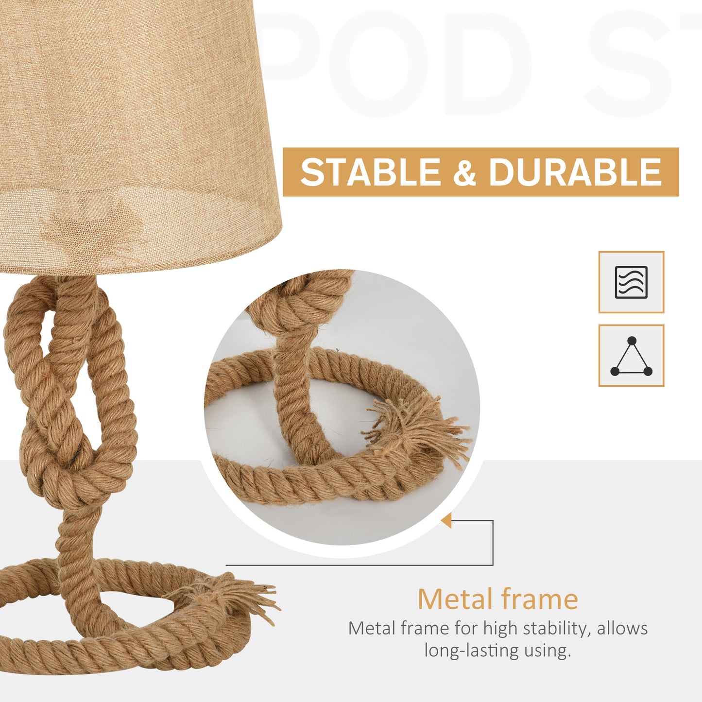 Virepa Metal And Fabric Beige Nautical Style Table Lamp With Fabric Shade And Power Switch 48 cm