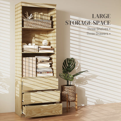 Codico Wood Effect Tall Bookcase With Shelves And Integrated Drawers 180cm