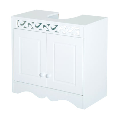 Seni Under Sink Bathroom Storage Cabinet With Double Doors In Wood Finish