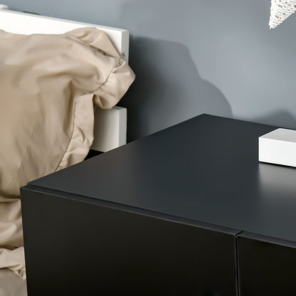 Cosofi Black Wood Freestanding Storage Cabinet 2 Doors 2 Shelves