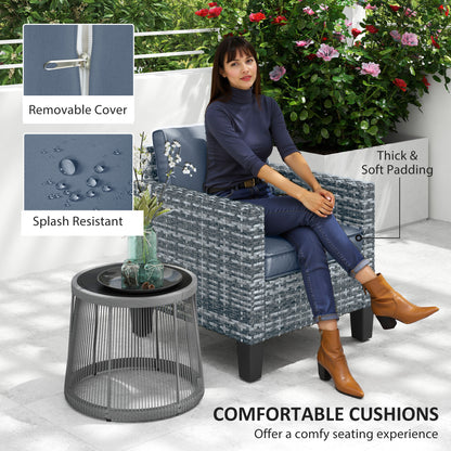 Resa Rattan Grey Single Outdoor Armchair With Cushion