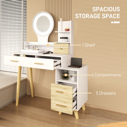 Rilu White Elegant Dressing Table With Integrated Storage Space