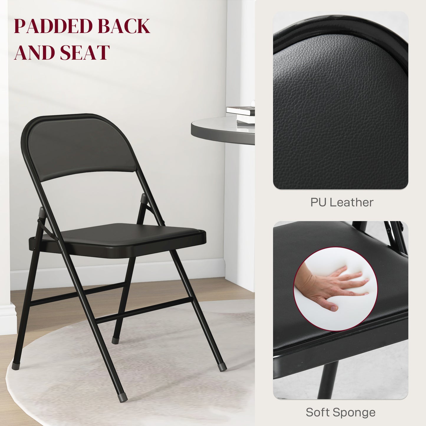 Dihaka Metal And Fabric Black Cushioned Folding Chairs Set Of 2