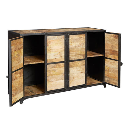 Oulu Industrial Reclaimed Wood and Metal Vintage TV Unit 2 Doors