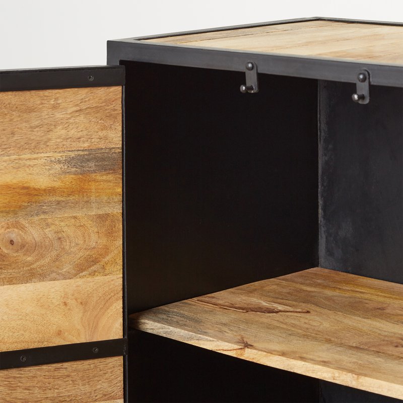 Oulu Industrial Reclaimed Wood and Metal Vintage TV Unit 2 Doors