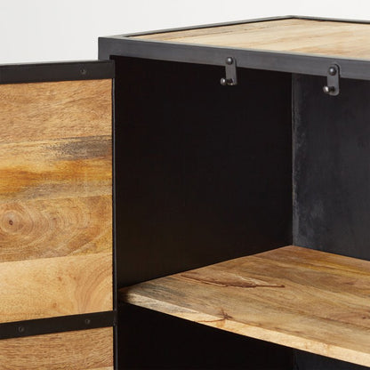 Oulu Industrial Reclaimed Wood and Metal Vintage TV Unit 2 Doors