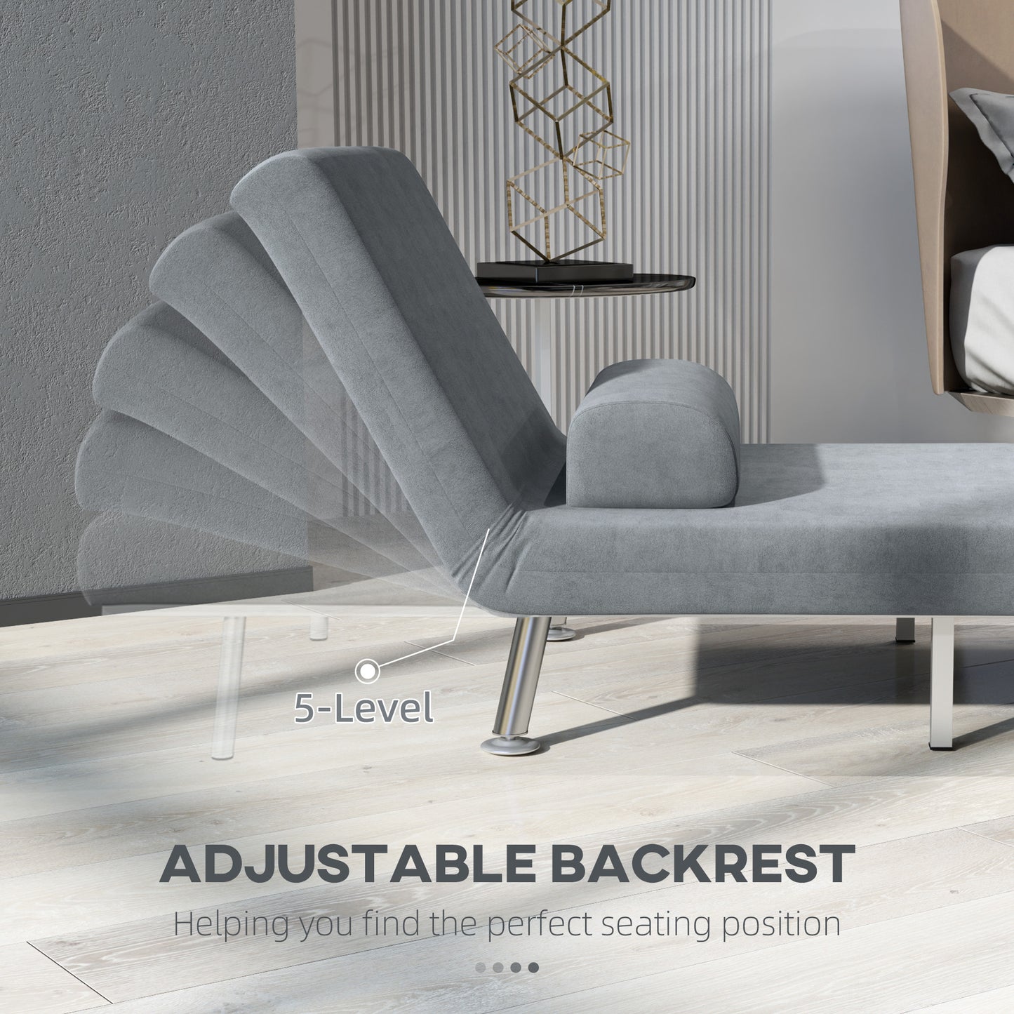 Noso Velvet Grey Single Sleeper Chair