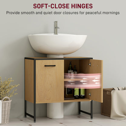 Nilota Under Sink Bathroom Vanity Cabinet With Soft Close Doors And Adjustable Shelving Natural Finish