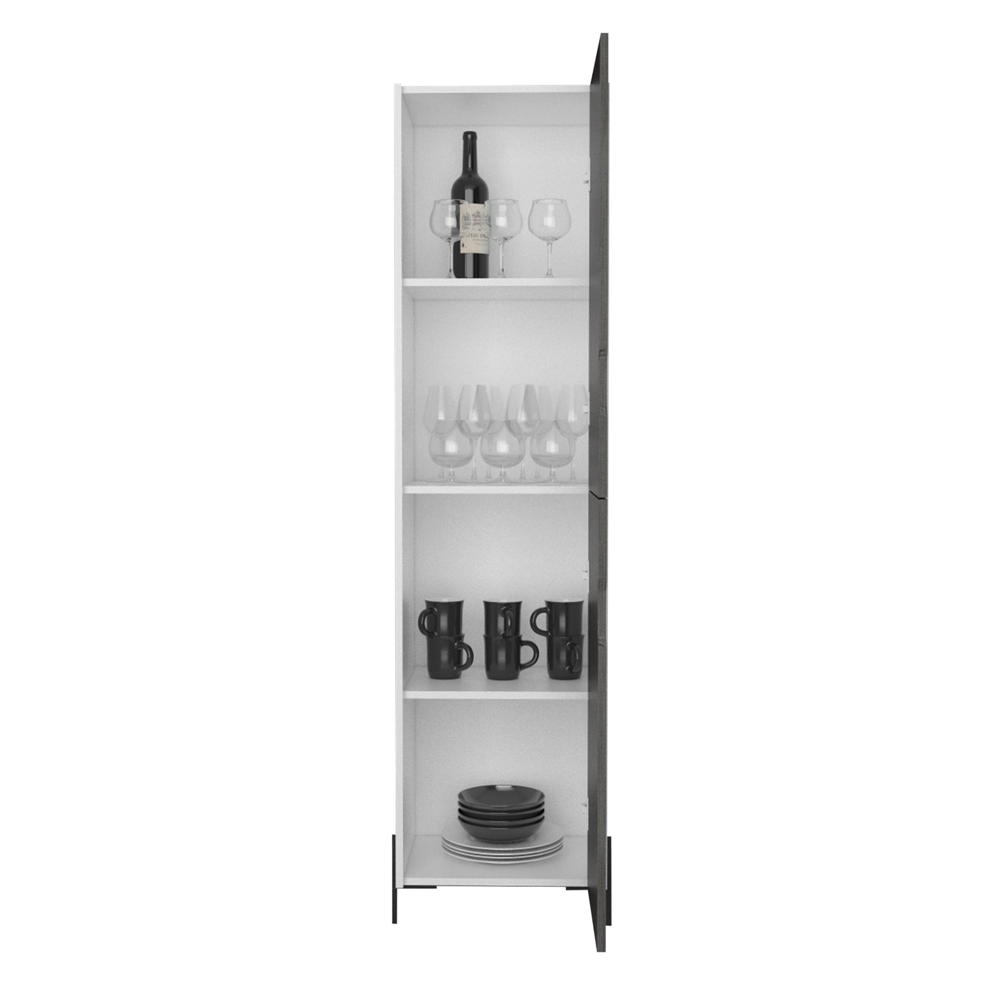 Torremolinos White And Grey Oak Wood Tall Storage Cabinet