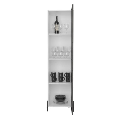 Torremolinos White And Grey Oak Wood Tall Storage Cabinet