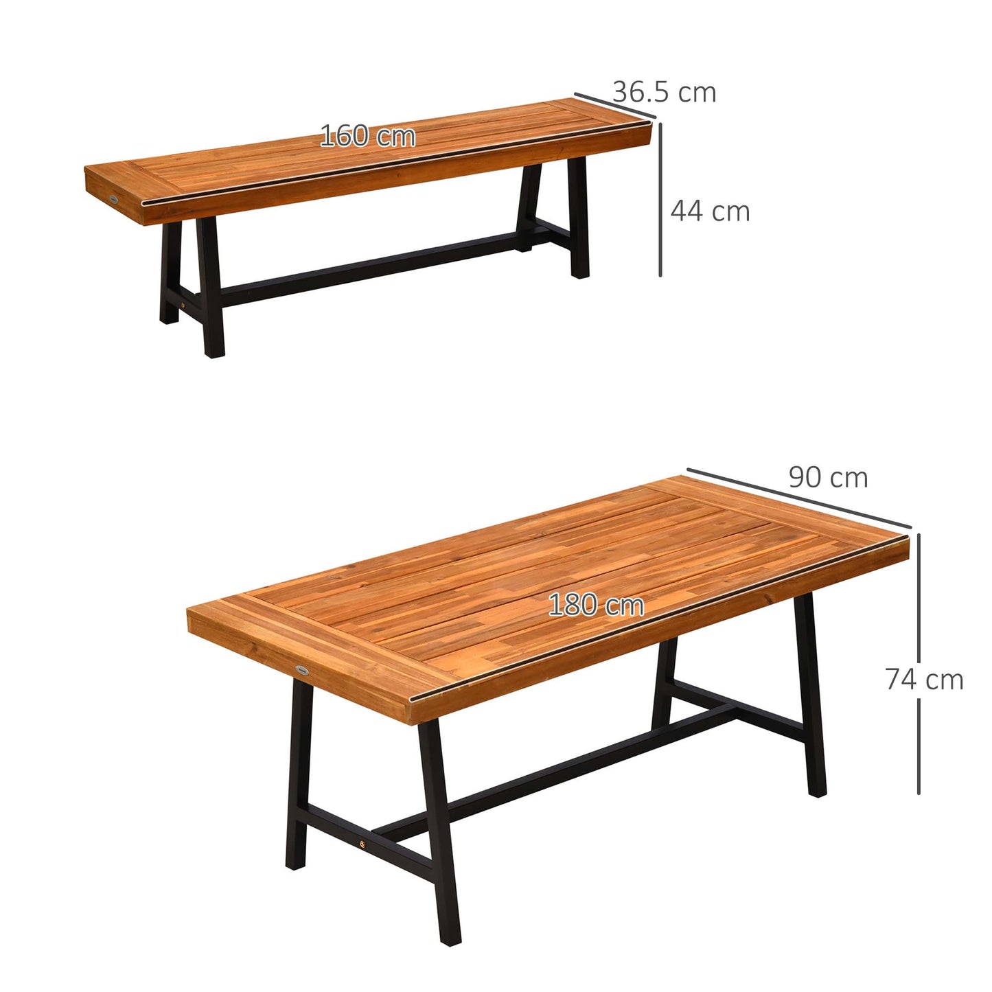 Nare Acacia Wood 3 Piece Picnic Table Set With 2 Benches