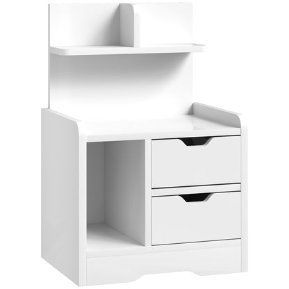 Sora Nico High Gloss White Bedside Table With 2 Drawers And Shelves