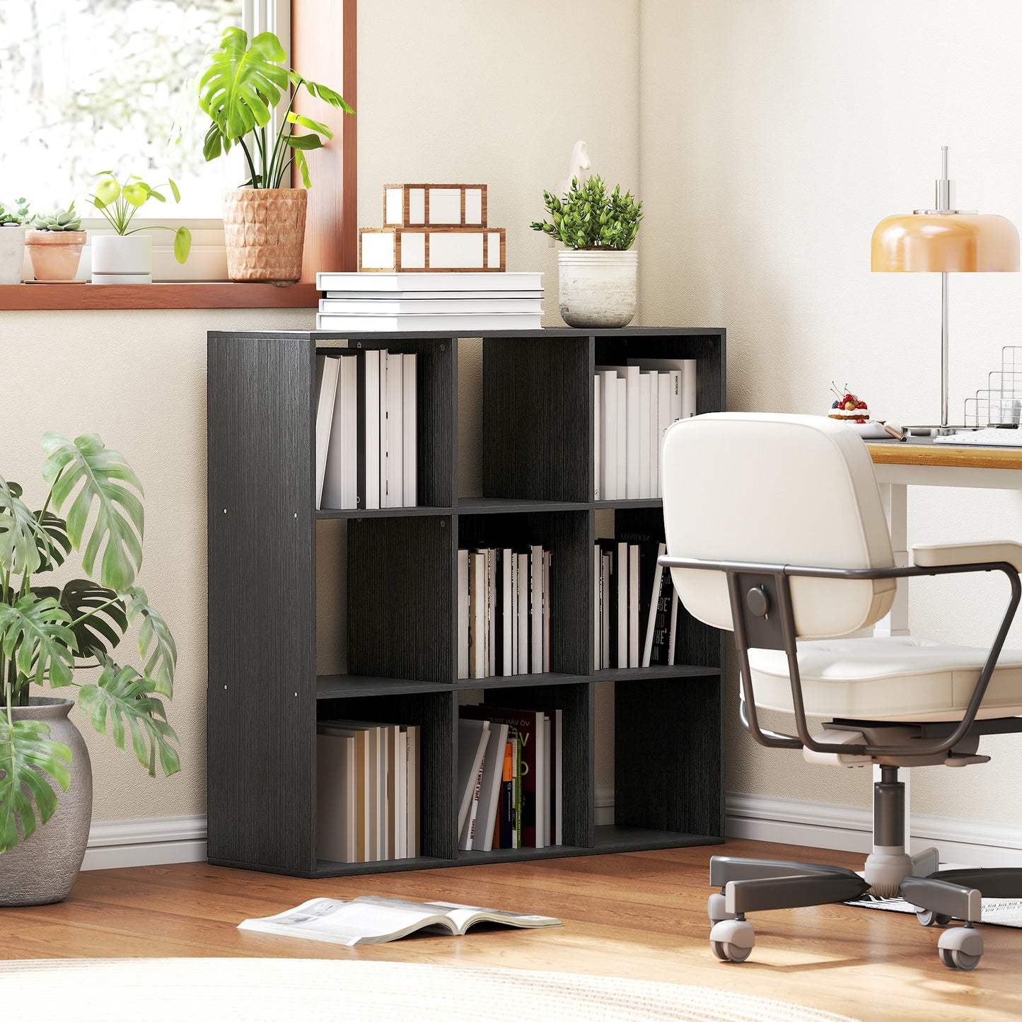 Solipa Wood Black 9 Cube Storage Bookcase