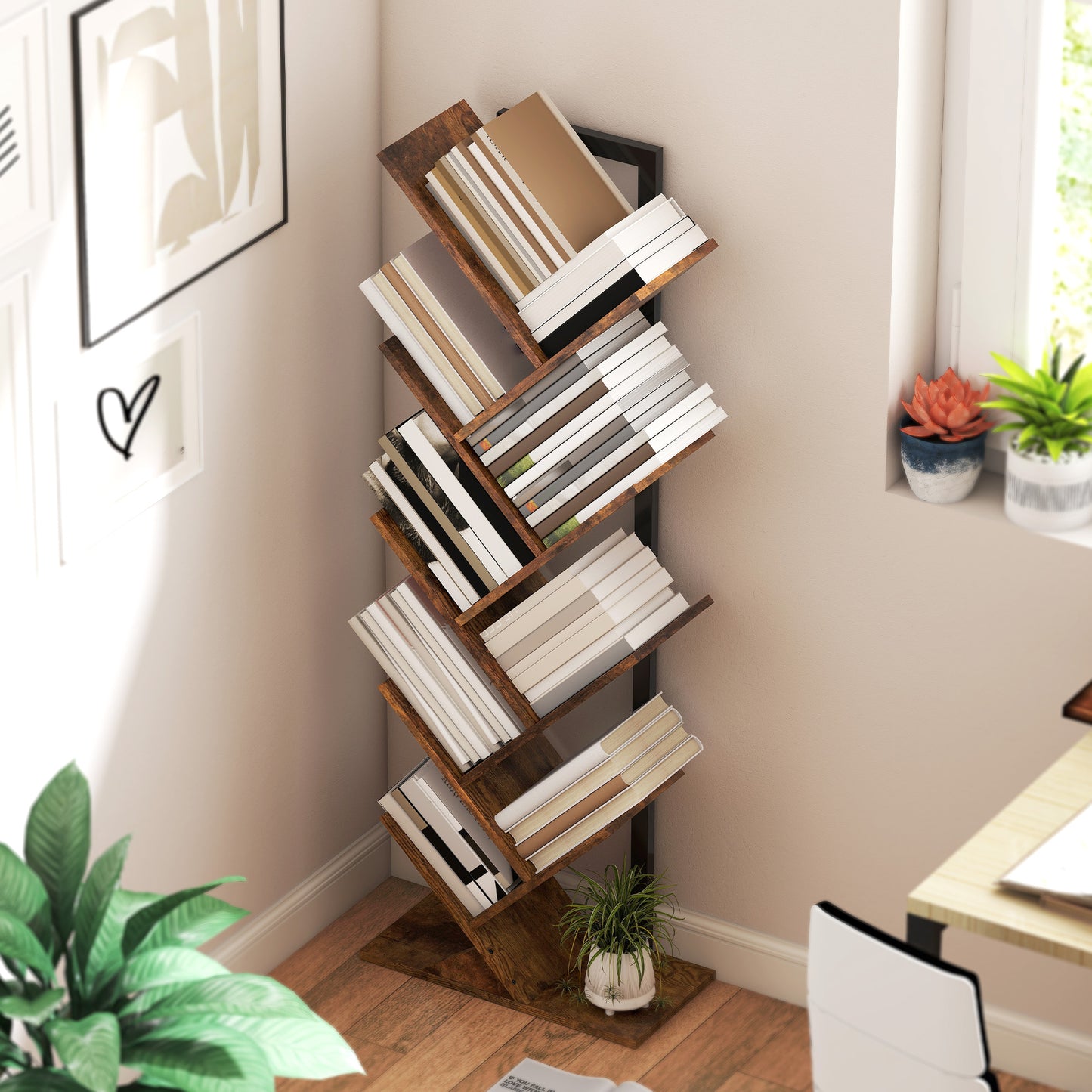 Varani Wood Wood Effect 8 Section Tree Style Bookcase