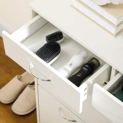 Fafina Wooden White Slim Shoe Cabinet With 2 Flip Drawers For 12 Pairs