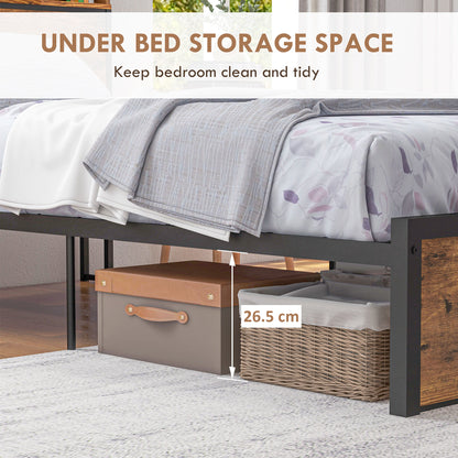 Sata 3FT1 Rustic Brown and Black Industrial Single Bed Frame with Shelves