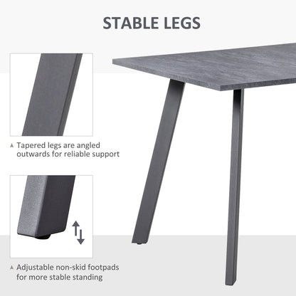 Roreso 120cm Metal And Wooden Dark Grey Rectangular Dining Table With Steel Legs