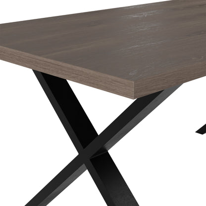 Pefkos Natural Oak and Black Metal Dining Table