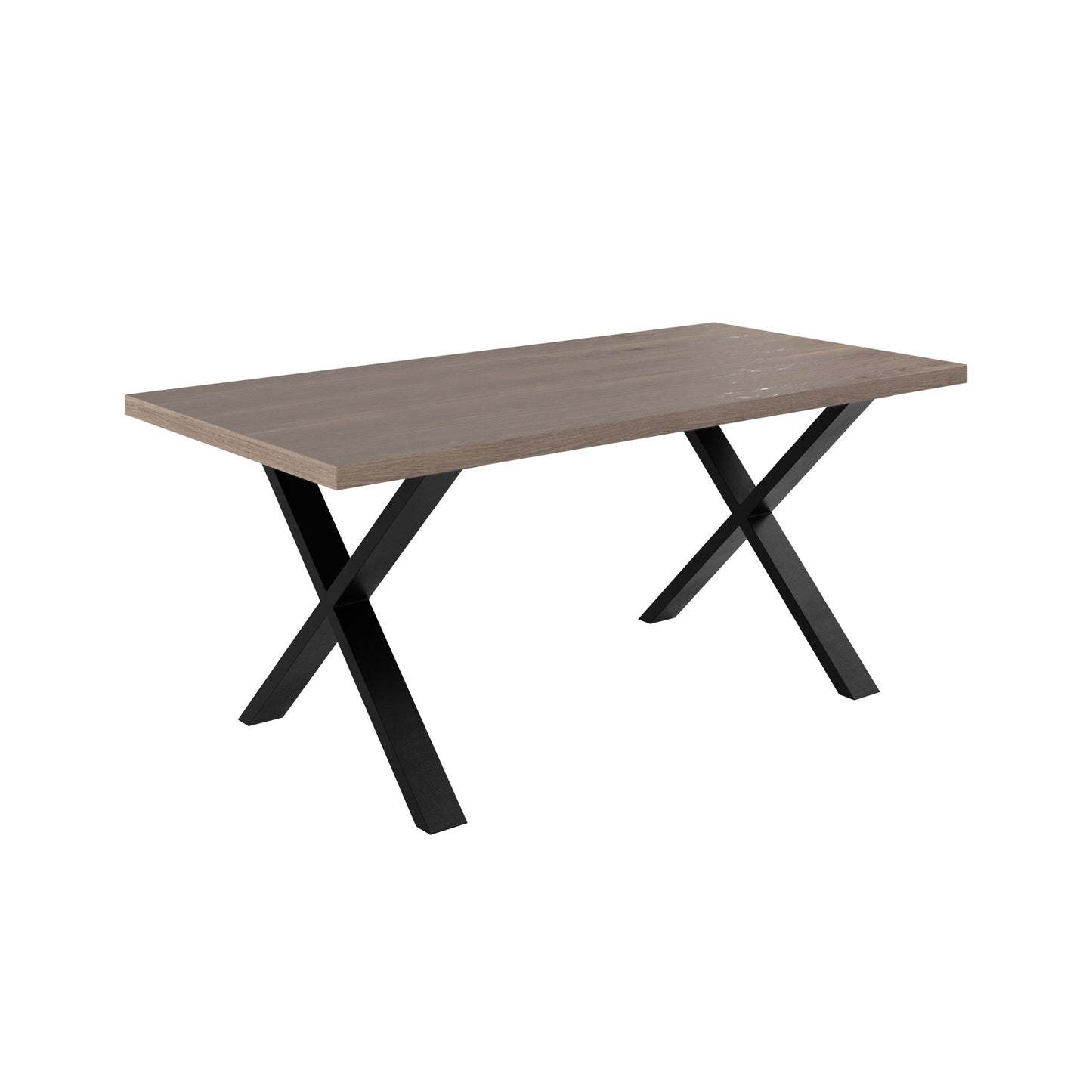 Pefkos Natural Oak and Black Metal Dining Table